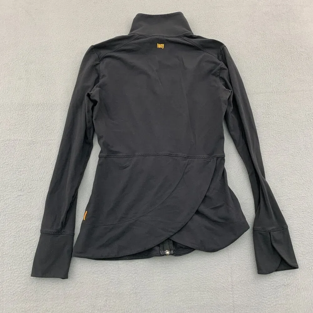 Lucy Jacket Womens Small Black Full Zip Long Sleeve Golfer Performance Yoga Top